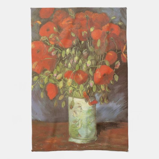 Vincent van Gogh Still Life Vase mit roten Pfoten Geschirrtuch (Vertikal)