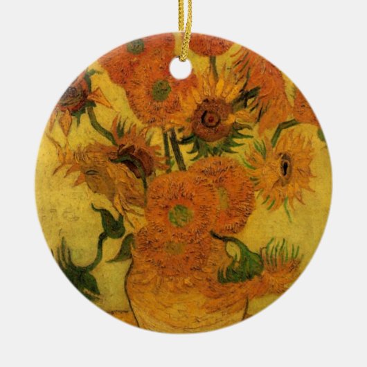 Vincent van Gogh Still Life Vase w 15 Sonnenblumen Keramikornament (Vorne)