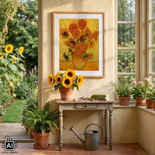 Vincent van Gogh Still Life Vase w 15 Sonnenblumen Poster