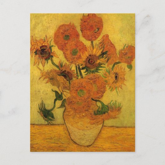 Vincent van Gogh Still Life Vase w 15 Sonnenblumen Postkarte (Vorderseite)