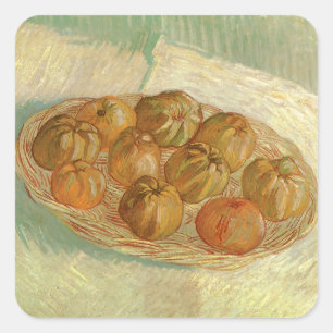 Vincent van Gogh - Stillleben Korb mit Äpfeln Quadratischer Aufkleber