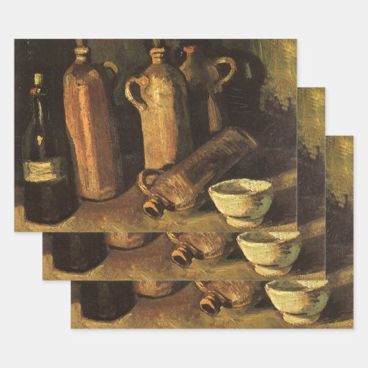 Vincent van Gogh - Stillleben mit 4 Steinflaschen Geschenkpapier Set (Set)