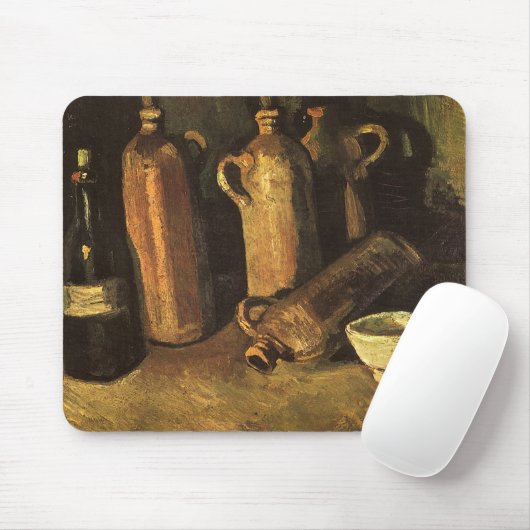Vincent van Gogh - Stillleben mit 4 Steinflaschen Mousepad (Mit Mouse)