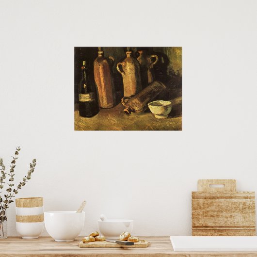 Vincent van Gogh - Stillleben mit 4 Steinflaschen Poster (Küche)