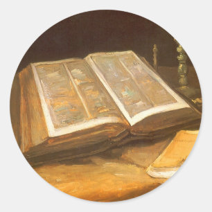 Vincent van Gogh - Stillleben mit Bibel Runder Aufkleber