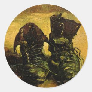 Vincent van Gogh - Stillleben mit einem Paar Schuh Runder Aufkleber
