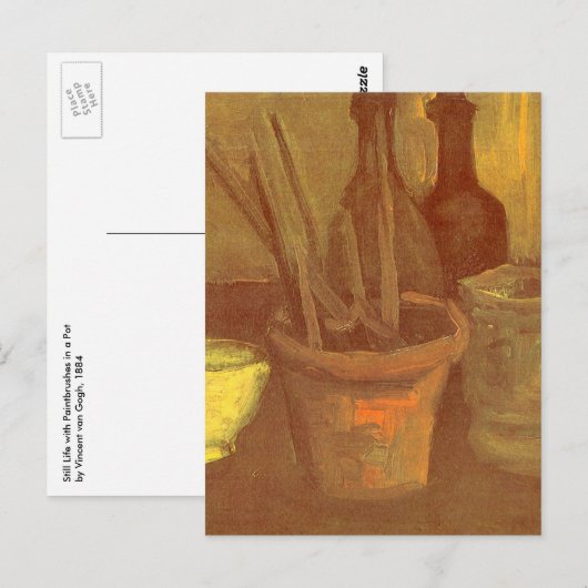 Vincent van Gogh - Stillleben Pinsel in Pot Postkarte (Vorne/Hinten)
