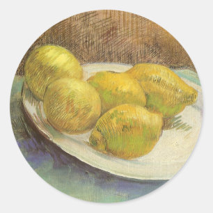 Vincent van Gogh - Stillleben Zitronen auf einem T Runder Aufkleber