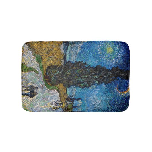 Vincent van Gogh - Straße mit Cypress und Star Badematte (Vorderseite)