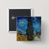Vincent van Gogh - Straße mit Cypress und Star Button (Vorne & Hinten)