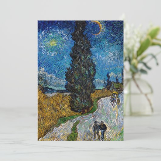Vincent van Gogh - Straße mit Cypress und Star Einladung (Stehend Vorderseite)
