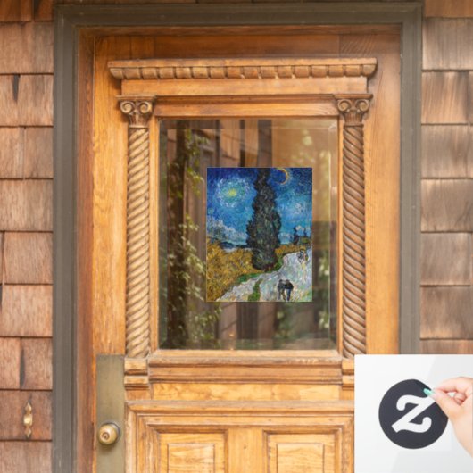 Vincent van Gogh - Straße mit Cypress und Star Fensteraufkleber (Haustür)