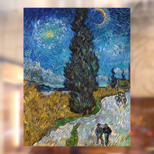 Vincent van Gogh - Straße mit Cypress und Star Fensteraufkleber (Blatt 2)