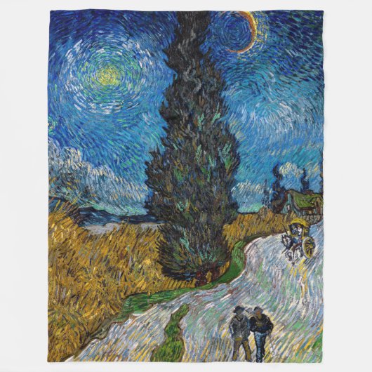 Vincent van Gogh - Straße mit Cypress und Star Fleecedecke (Vorderseite)