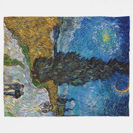 Vincent van Gogh - Straße mit Cypress und Star Fleecedecke (Vorderseite (Horizontal))