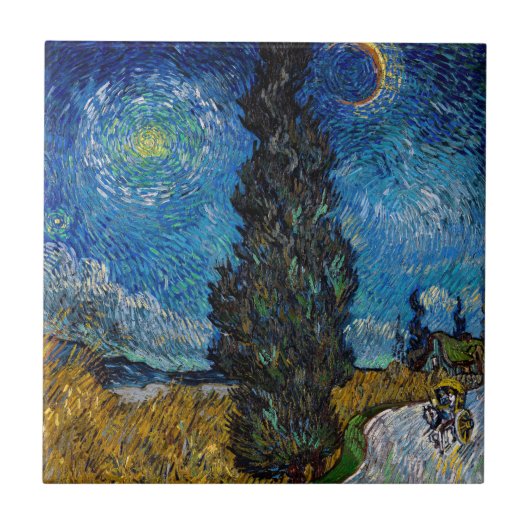 Vincent van Gogh - Straße mit Cypress und Star Fliese (Vorderseite)
