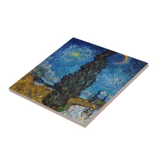 Vincent van Gogh - Straße mit Cypress und Star Fliese (Seite)