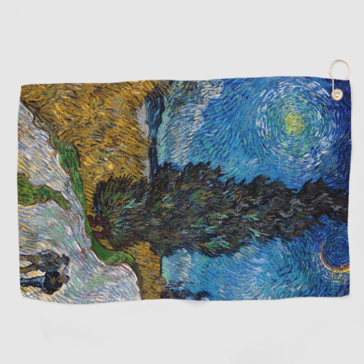 Vincent van Gogh - Straße mit Cypress und Star Golfhandtuch (Horizontal)