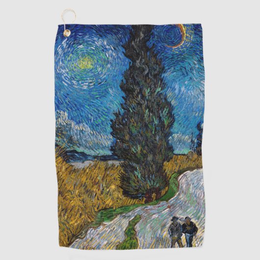 Vincent van Gogh - Straße mit Cypress und Star Golfhandtuch (Vorderseite)