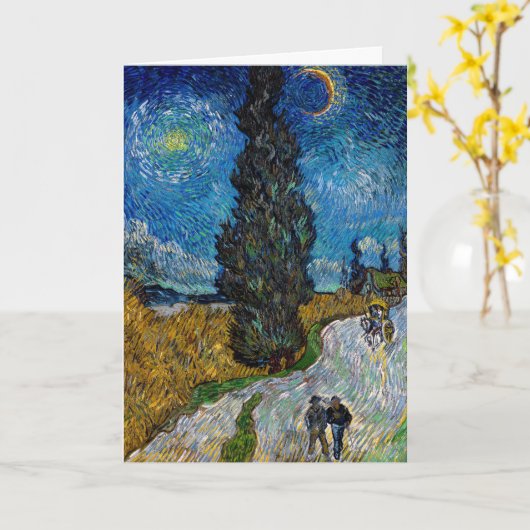 Vincent van Gogh - Straße mit Cypress und Star Karte (Gelbe Blume)