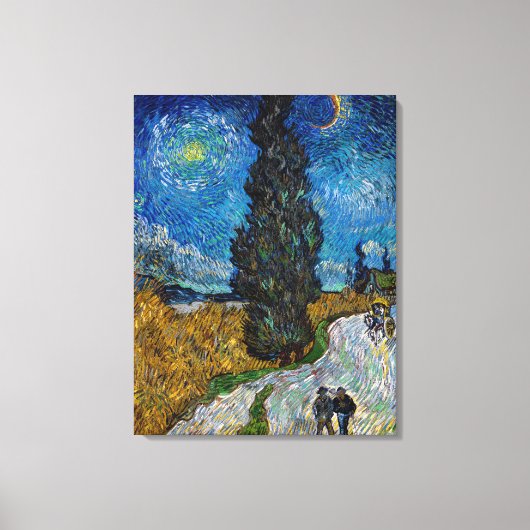 Vincent van Gogh - Straße mit Cypress und Star Leinwanddruck (Vorderseite)