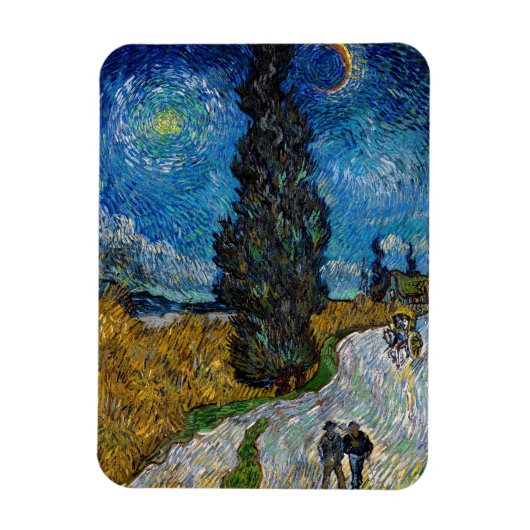 Vincent van Gogh - Straße mit Cypress und Star Magnet (Vertikal)