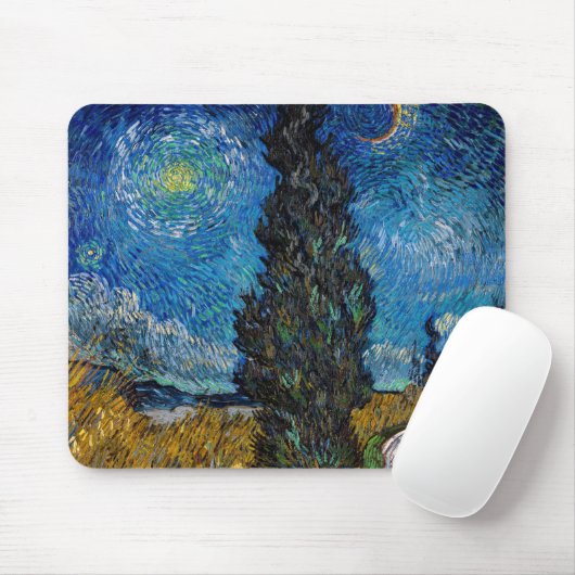 Vincent van Gogh - Straße mit Cypress und Star Mousepad (Mit Mouse)