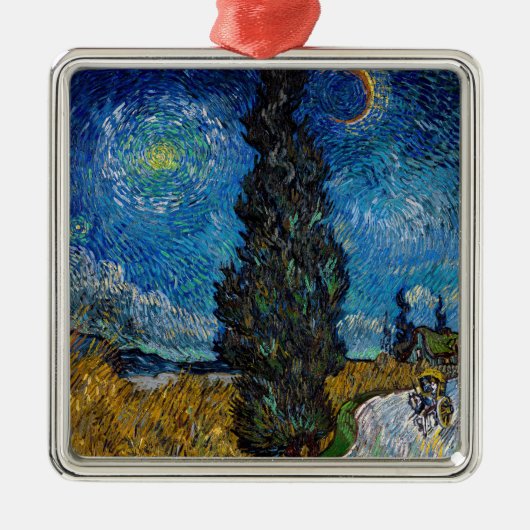 Vincent van Gogh - Straße mit Cypress und Star Ornament Aus Metall (Vorne)