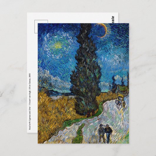 Vincent van Gogh - Straße mit Cypress und Star Postkarte (Vorne/Hinten)