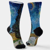 Vincent van Gogh - Straße mit Cypress und Star Socken (Gewinkelt)