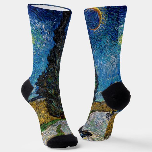 Vincent van Gogh - Straße mit Cypress und Star Socken (Gewinkelt)