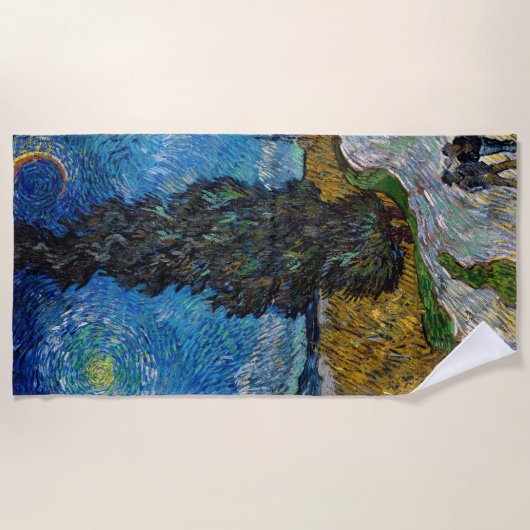 Vincent van Gogh - Straße mit Cypress und Star Strandtuch (Vorderseite)