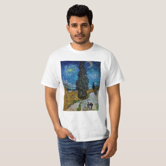 Vincent van Gogh - Straße mit Cypress und Star T-Shirt (Vorne ganz)