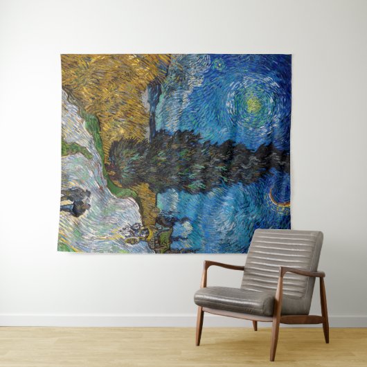 Vincent van Gogh - Straße mit Cypress und Star Wandteppich (Beispiel (Horizontal))