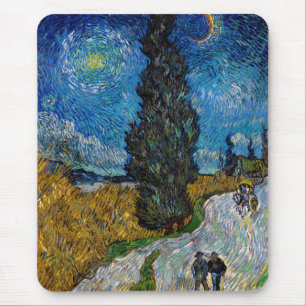 Vincent van Gogh - Straße mit Zypresse und Stern Mousepad