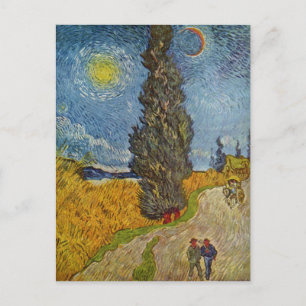 Vincent van Gogh - Straße mit Zypressen Postkarte
