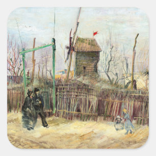 Vincent van Gogh - Straßenszene in Montmartre Quadratischer Aufkleber