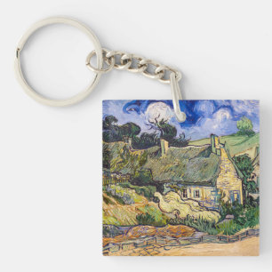 Vincent Van Gogh - Strohdächer in Cordeville Schlüsselanhänger