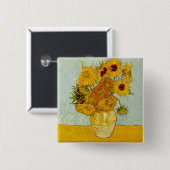 Vincent Van Gogh Sunflowers Button (Vorne & Hinten)