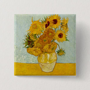 Vincent Van Gogh Sunflowers Button