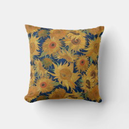Vincent Van Gogh Sunflowers Navy Blue Yellow Kissen