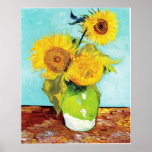 Vincent van Gogh Sunflowers Vase First Türkise Poster<br><div class="desc">Vincent van Gogh Sonnenblumen Vase Erste Version Türkis Hintergrund,  August 1888,  Öl auf Leinwand</div>