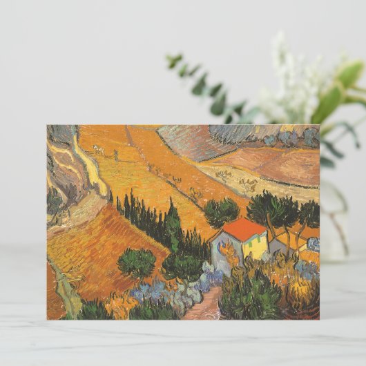 Vincent van Gogh - Tal mit Plowman Einladung (Stehend Vorderseite)