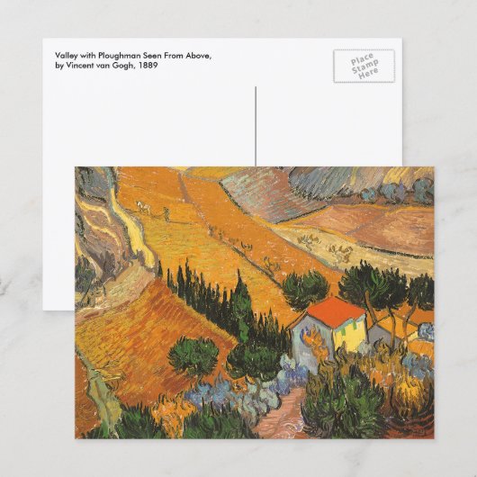 Vincent van Gogh - Tal mit Plowman Postkarte (Vorne/Hinten)