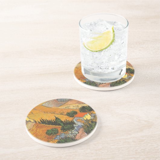 Vincent van Gogh - Tal mit Plowman Sandstein Untersetzer (Seite)