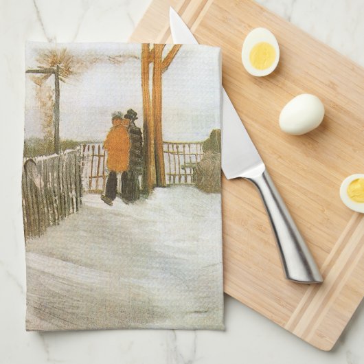 Vincent van Gogh - Terrasse und Beobachtungsdeck Geschirrtuch (Viertel Falte)