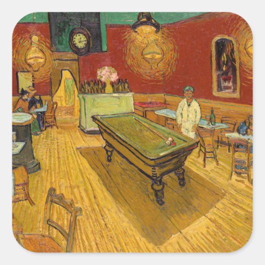 Vincent van Gogh - The Night Café Quadratischer Aufkleber (Vorderseite)
