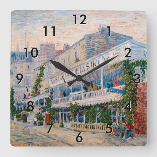 Vincent van Gogh - The Restaurant de la Sirene Quadratische Wanduhr (Vorderseite)