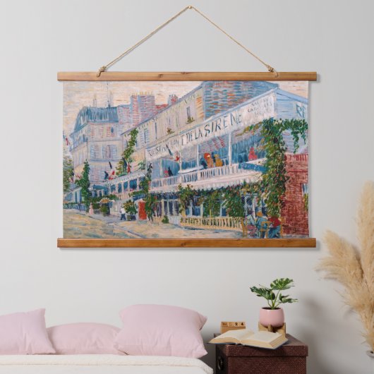 Vincent van Gogh - The Restaurant de la Sirene Wandteppich Mit Holzrahmen (Schlafzimmer)