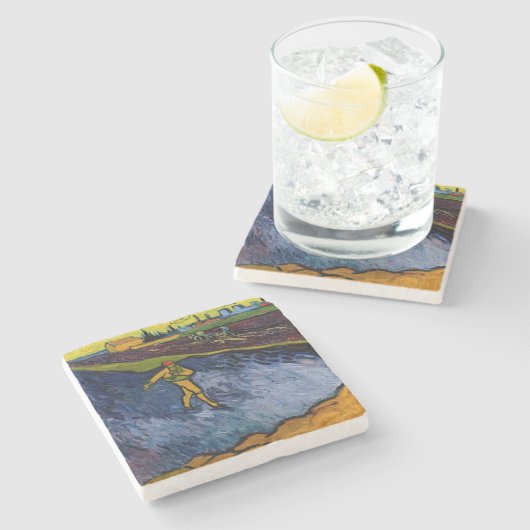 Vincent van Gogh - The Sower: Outskirts of Arles Steinuntersetzer (Seitenansicht)